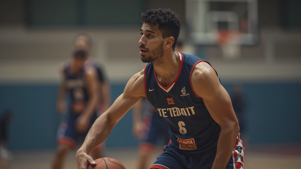 مدافع كرة سلة في موقف دفاعي صحيح أثناء اللعب